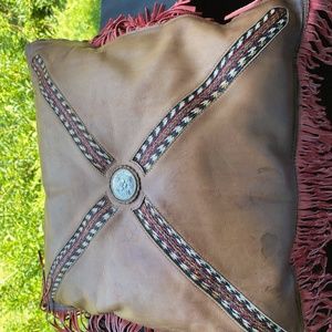Western leather pillow